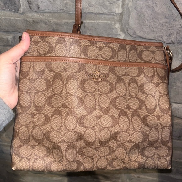 Coach Tan and Brown Signature Crossbody Bag - Picture 12 of 16